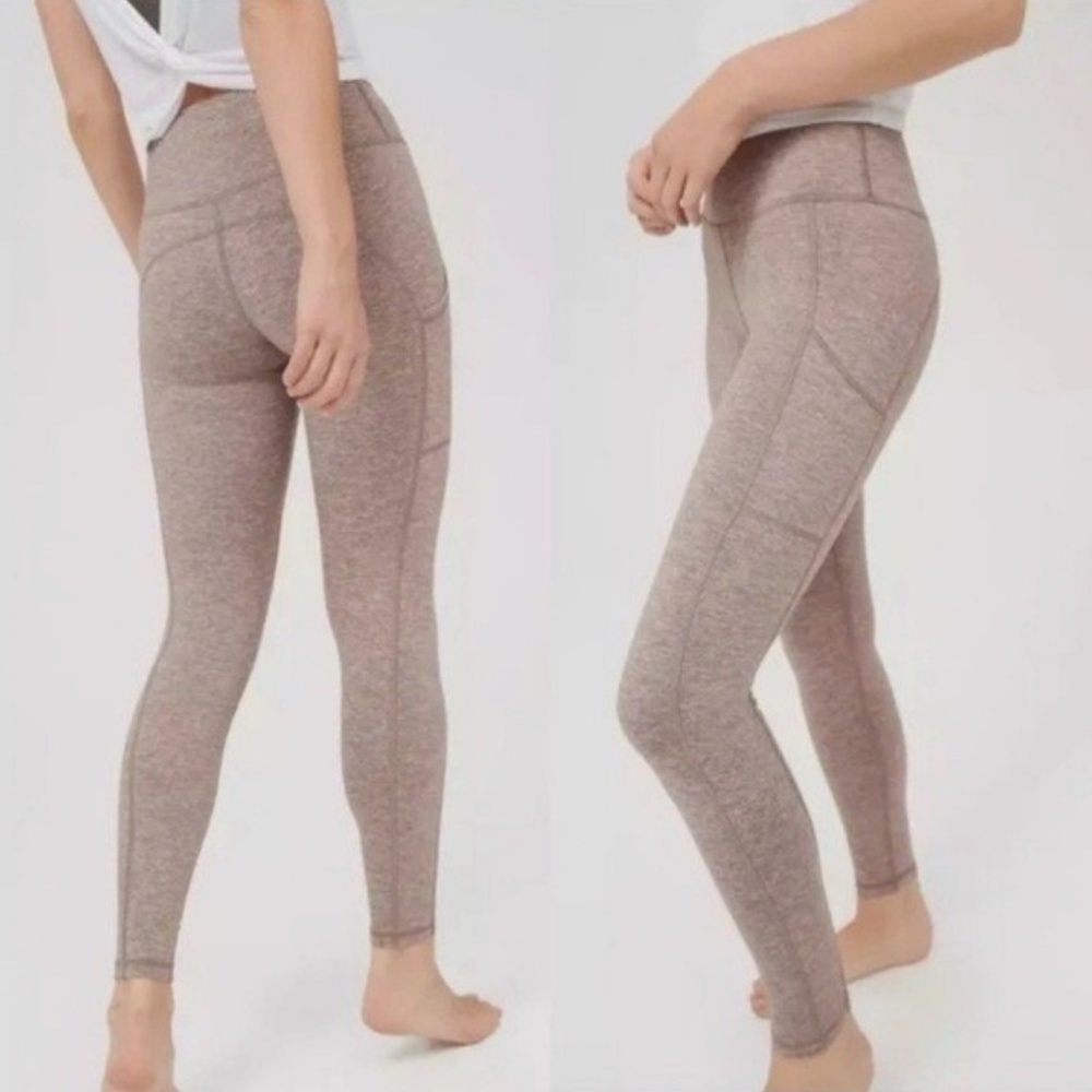 Like New OFFLINE Aerie The Hugger Hi Rise Legging Pockets Heather Brown | Medium